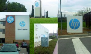 Montaje de los rótulos de HP (Hewlett-Packard)
